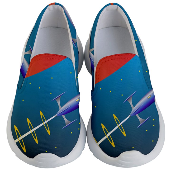 Rocket Spaceship Space Galaxy Kids  Lightweight Slip Ons