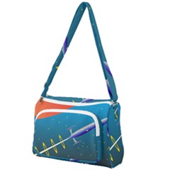 Rocket Spaceship Space Galaxy Front Pocket Crossbody Bag by HermanTelo