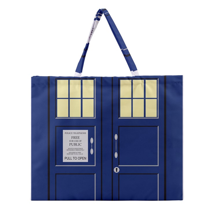 Tardis Doctor Who Time Travel Zipper Large Tote Bag