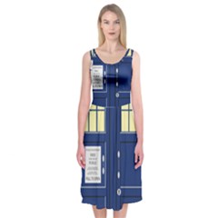 Tardis Doctor Who Time Travel Midi Sleeveless Dress