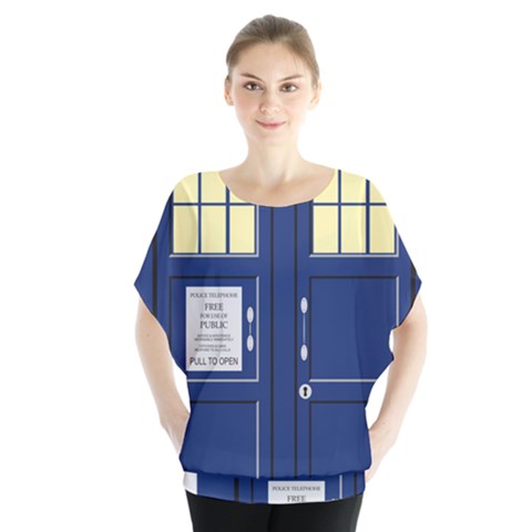 Tardis Doctor Who Time Travel Batwing Chiffon Blouse by HermanTelo