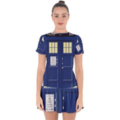 Tardis Doctor Who Time Travel Drop Hem Mini Chiffon Dress