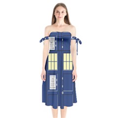 Tardis Doctor Who Time Travel Shoulder Tie Bardot Midi Dress