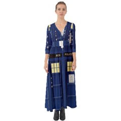 Tardis Doctor Who Time Travel Button Up Boho Maxi Dress