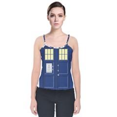 Tardis Doctor Who Time Travel Velvet Spaghetti Strap Top