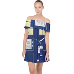 Tardis Doctor Who Time Travel Off Shoulder Chiffon Dress