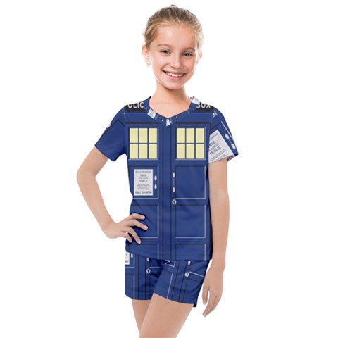 Tardis Doctor Who Time Travel Kids  Mesh Tee And Shorts Set by HermanTelo