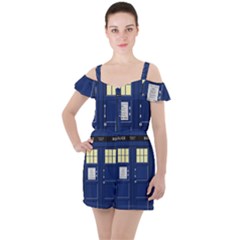 Tardis Doctor Who Time Travel Ruffle Cut Out Chiffon Playsuit