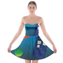 Tardis Doctor Time Travel Strapless Bra Top Dress