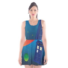 Tardis Doctor Time Travel Scoop Neck Skater Dress