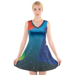 Tardis Doctor Time Travel V-neck Sleeveless Dress by HermanTelo