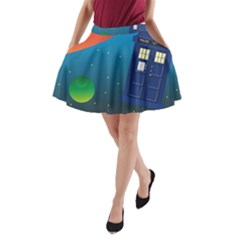 Tardis Doctor Time Travel A-line Pocket Skirt