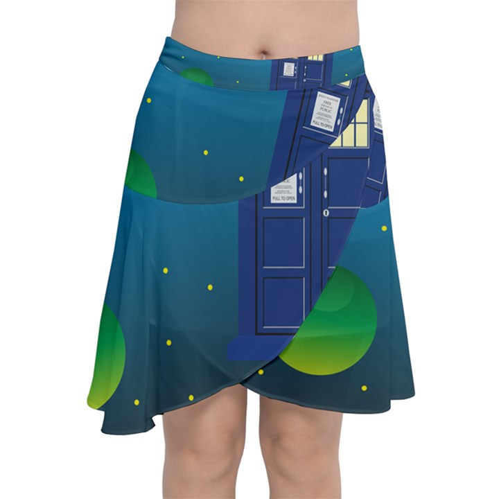 Tardis Doctor Time Travel Chiffon Wrap Front Skirt