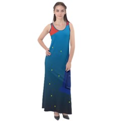 Tardis Doctor Time Travel Sleeveless Velour Maxi Dress by HermanTelo