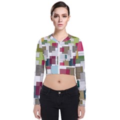 Wallpaper Texture Plaid Long Sleeve Zip Up Bomber Jacket