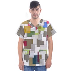 Wallpaper Texture Plaid Men s V-neck Scrub Top