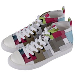 Wallpaper Texture Plaid Women s Mid-top Canvas Sneakers