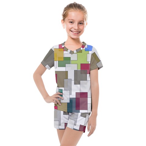 Wallpaper Texture Plaid Kids  Mesh Tee And Shorts Set by HermanTelo