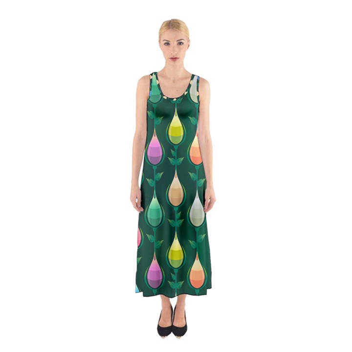 Tulips Seamless Pattern Background Sleeveless Maxi Dress