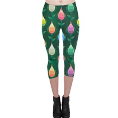 Tulips Seamless Pattern Background Capri Leggings 