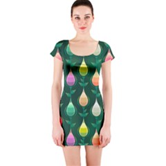 Tulips Seamless Pattern Background Short Sleeve Bodycon Dress