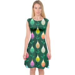 Tulips Seamless Pattern Background Capsleeve Midi Dress