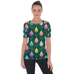 Tulips Seamless Pattern Background Shoulder Cut Out Short Sleeve Top