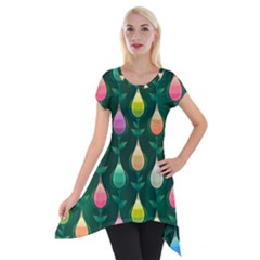 Tulips Seamless Pattern Background Short Sleeve Side Drop Tunic