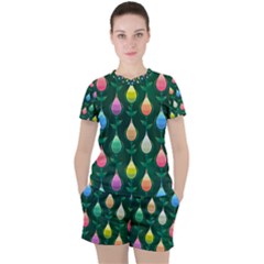 Tulips Seamless Pattern Background Women s Tee And Shorts Set