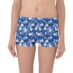 White Flowers Summer Plant Boyleg Bikini Bottoms