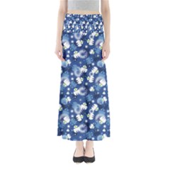 White Flowers Summer Plant Full Length Maxi Skirt