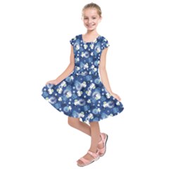 White Flowers Summer Plant Kids  Short Sleeve Dress