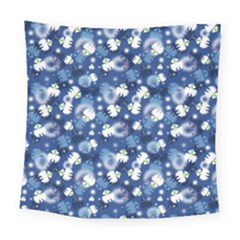 White Flowers Summer Plant Square Tapestry (large)