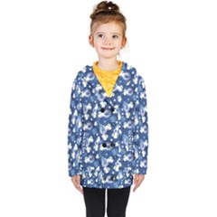 White Flowers Summer Plant Kids  Double Breasted Button Coat