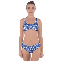 White Flowers Summer Plant Criss Cross Bikini Set