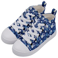 White Flowers Summer Plant Kids  Mid-top Canvas Sneakers by HermanTelo