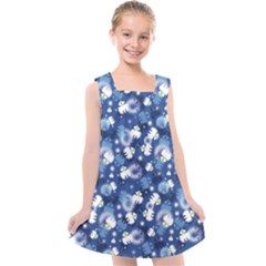 White Flowers Summer Plant Kids  Cross Back Dress by HermanTelo