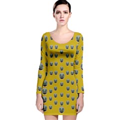 Mistletoe In Wood Long Sleeve Velvet Bodycon Dress by pepitasart