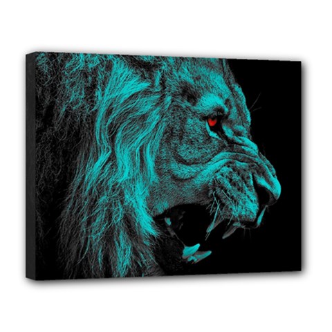 Angry Male Lion Predator Carnivore Canvas 14  X 11  (stretched) by Sudhe