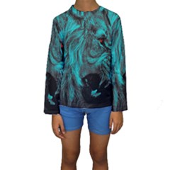 Angry Male Lion Predator Carnivore Kids  Long Sleeve Swimwear by Sudhe