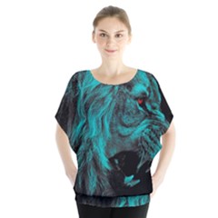 Angry Male Lion Predator Carnivore Batwing Chiffon Blouse