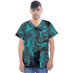 Angry Male Lion Predator Carnivore Men s V-neck Scrub Top