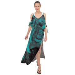 Angry Male Lion Predator Carnivore Maxi Chiffon Cover Up Dress