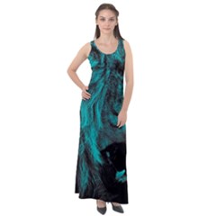 Angry Male Lion Predator Carnivore Sleeveless Velour Maxi Dress