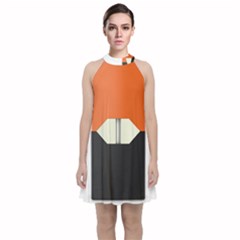 Juul Mango Pod Velvet Halter Neckline Dress 