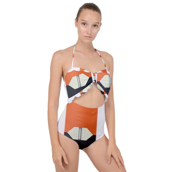 Juul Mango Pod Scallop Top Cut Out Swimsuit