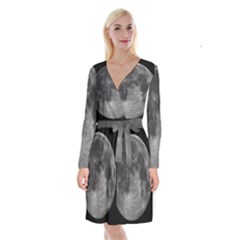 Full Moon Long Sleeve Velvet Front Wrap Dress by TheAmericanDream