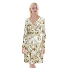 Popcorn Long Sleeve Velvet Front Wrap Dress by TheAmericanDream