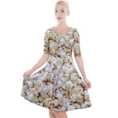 Popcorn Quarter Sleeve A-line Dress