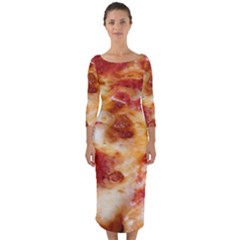 Pizza Quarter Sleeve Midi Bodycon Dress by TheAmericanDream